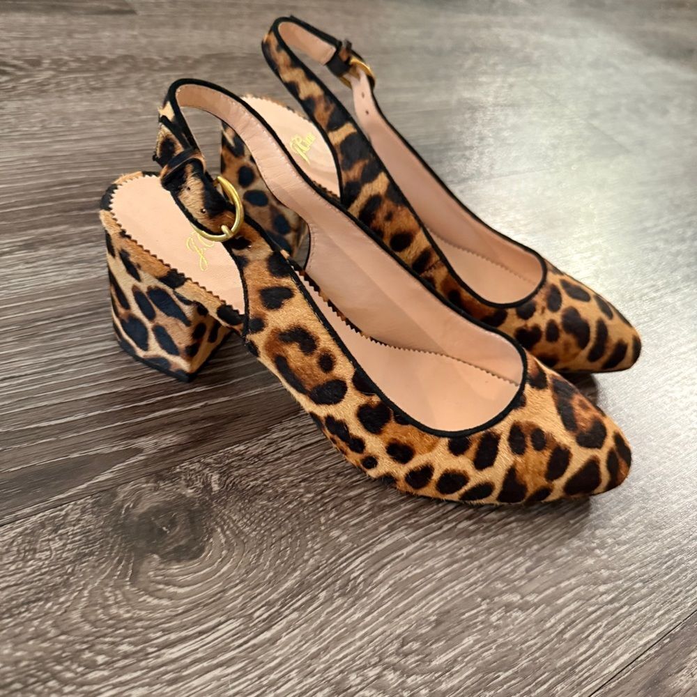 J. Crew Women's Slingback Pumps in Leopard Calf Hair - Picture 5 of 8